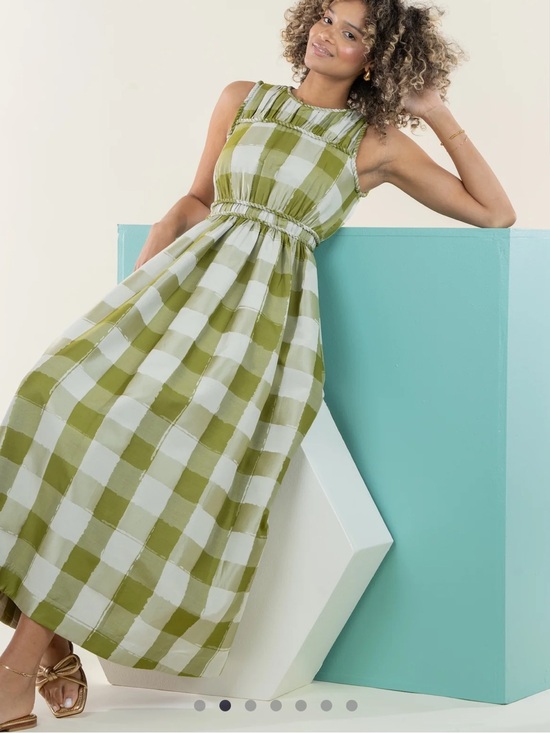 Emily Mccarthy Dresses & Skirts - Emily McCarthy Olive Green Gingham Maxi Dress ✨ NWT 💚